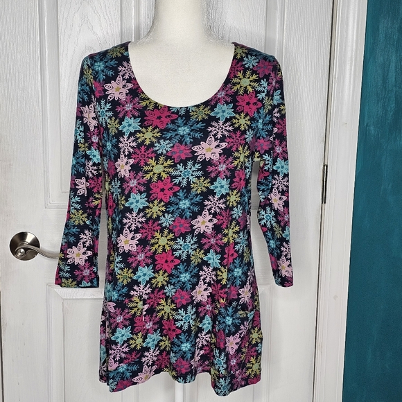 UK Brand Mistral Snowflake Tunic Top Size 10 US - Picture 2 of 11